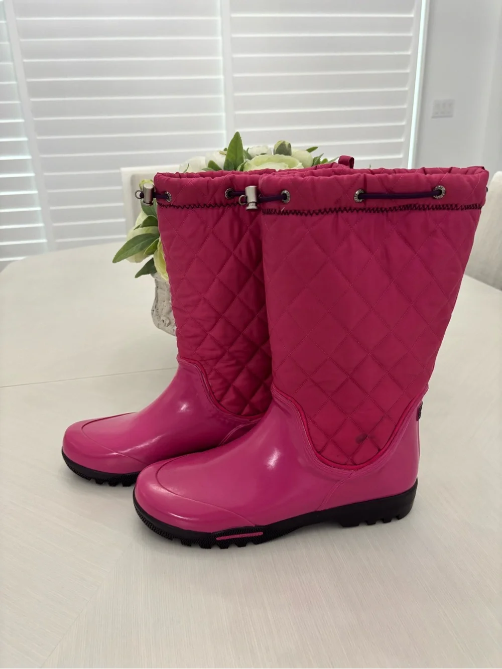 Sperry Pink mid-calf Quilted Rain Boots